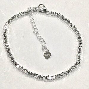 925 Stamped Silver Square Beaded Bracelet